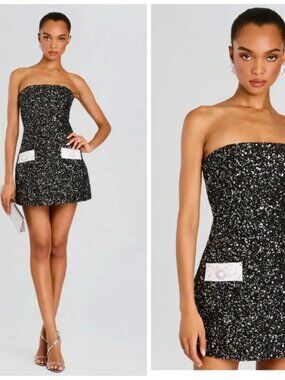 New Retrofete Merit Sequined Prom Mini Dress Small NWT
